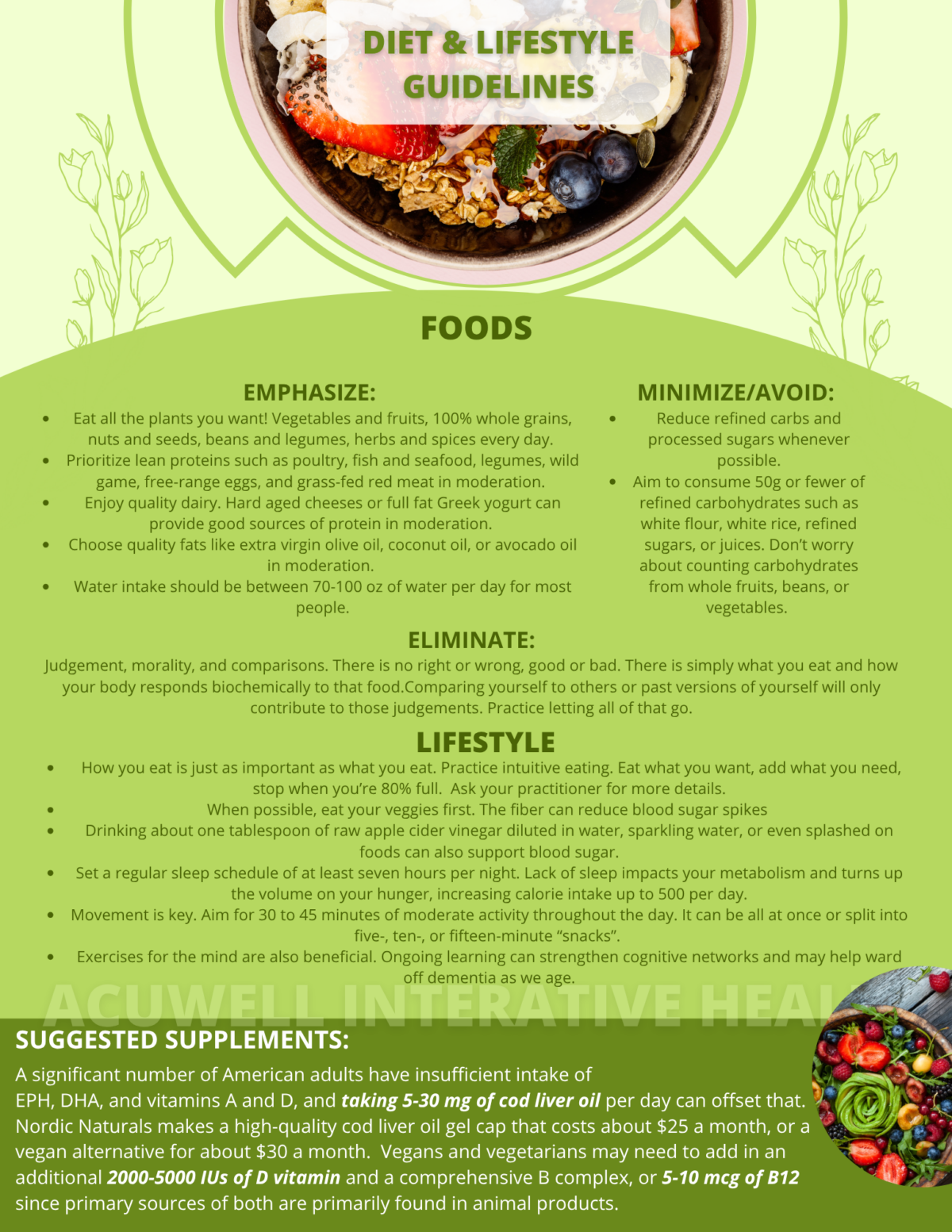 Diet and lifestyle guidelines